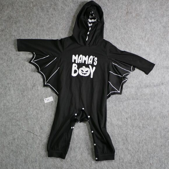 NWT Shein Size 18-24M Onesie Black 'Mama's Boy' Pumpkin' snap button closure - Picture 1 of 14
